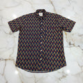 Cotton Mens Half Sleeve Shirt with Mango Printed Pattern in Navy Blue Color, Size Large