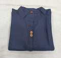 Cotton Kurti Straight Cut with Wooden Buttons in Dark Blue Color