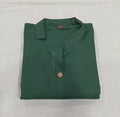 Cotton Kurti Straight Cut with Wooden Buttons in Dark Green Color