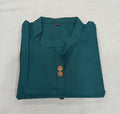 Cotton Kurti Straight Cut with Wooden Buttons in Bluish Green color