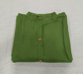 Cotton Kurti Straight Cut with Wooden Buttons in Leaf Green Color