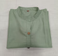 Cotton Kurti Straight Cut with Wooden Buttons in Light Green Color