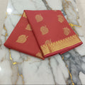 Silk Cotton Saree with intricate weaving border and pallu in Reddish Brown Color with Gold zari thread weaving