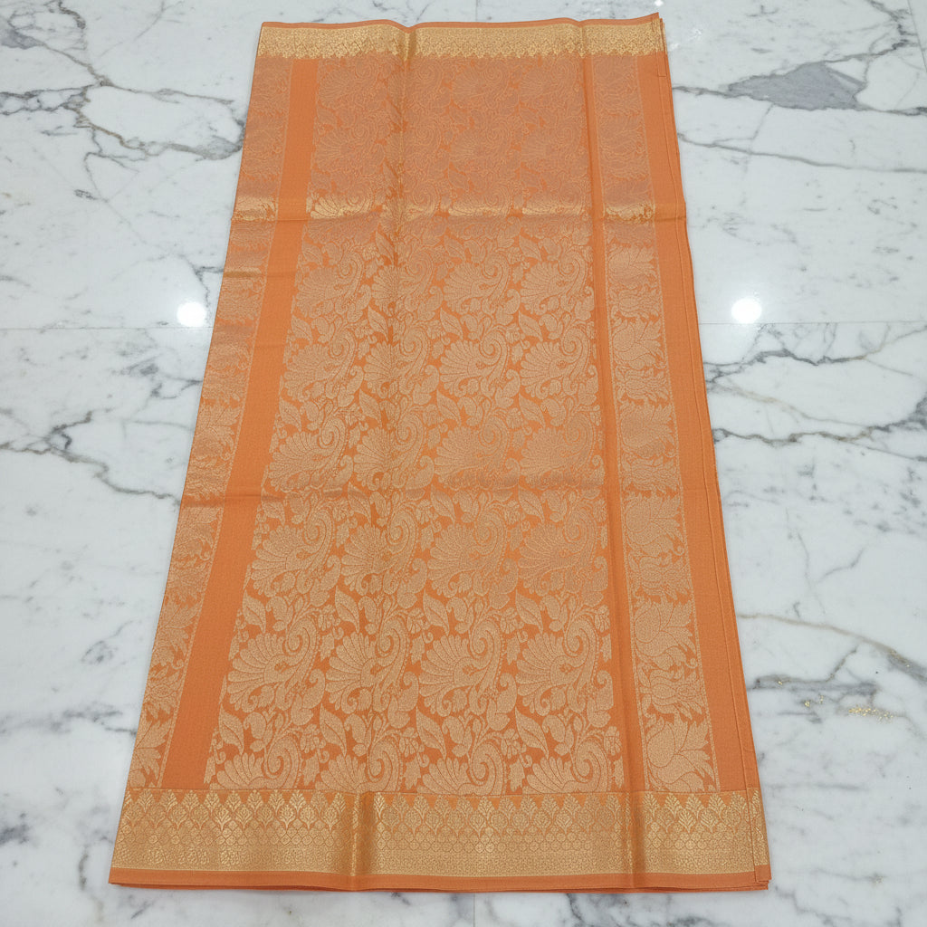 Silk Cotton Saree with intricate weaving border and pallu in Yellow Color with Gold zari thread weaving