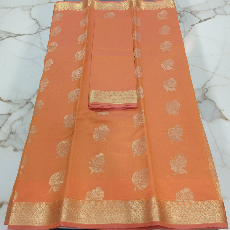 Silk Cotton Saree with intricate weaving border and pallu in Yellow Color with Gold zari thread weaving