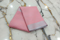 Silk Cotton Saree with Silver Lines Zari all over saree and Border in Pink color