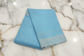Silk Cotton Saree with Silver Lines Zari all over saree and Border in Light Blue color