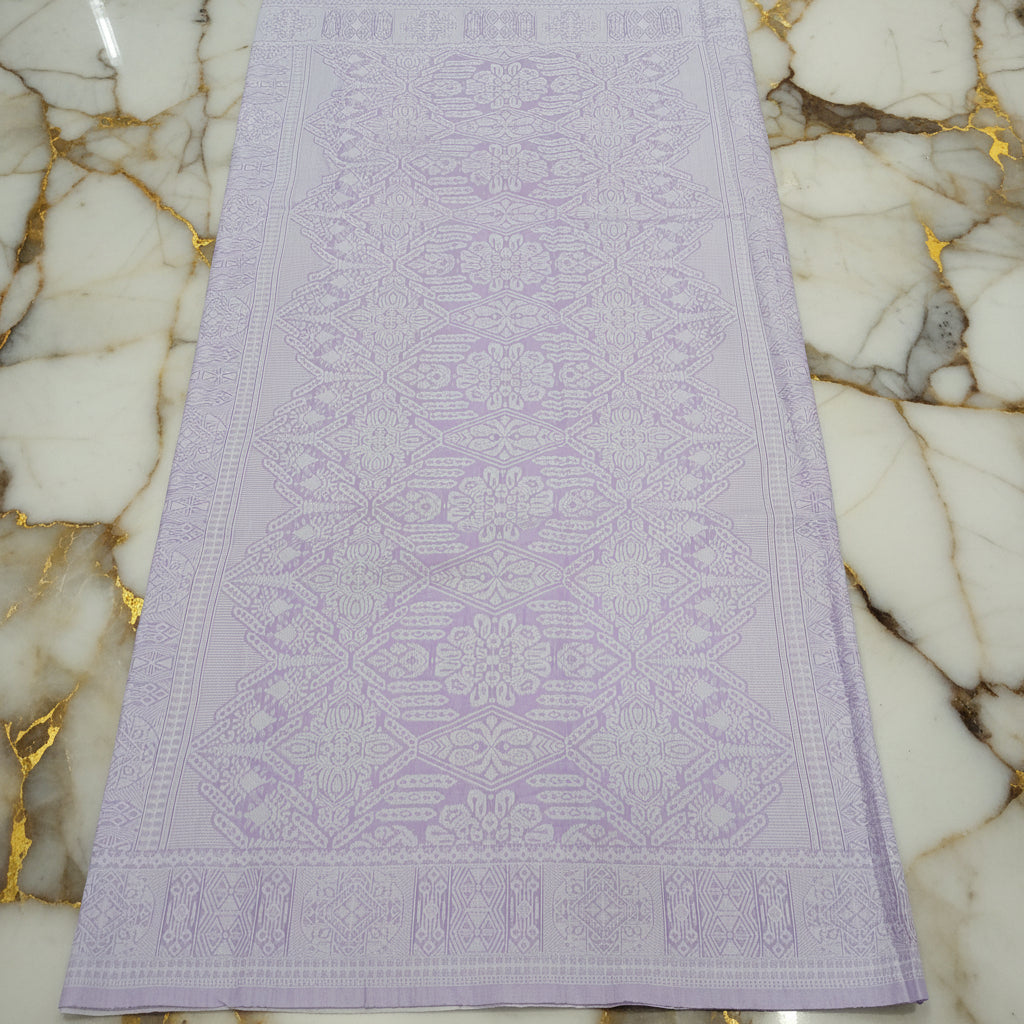 Silk Cotton Saree with floral pattern all over saree and Border in Light Purple color