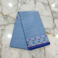 Silk Cotton Saree with floral pattern Border Lotus flower in Blue Color