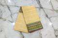 Silk Cotton Saree with floral pattern Border Gold Zari in Yellow Color