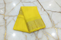 Mysore Silk Plain Saree with classic Gold Zari border in Yellow Color
