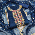 Silk Embroidered Churidhar Sets with Dupatta in Blue Color