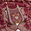 Silk Embroidered Churidhar Sets with Dupatta in Maroon Color