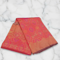 Kanchipuram Pure Silk Saree with detailed Butta motifs and luxurious Pallu in Reddish Pink color