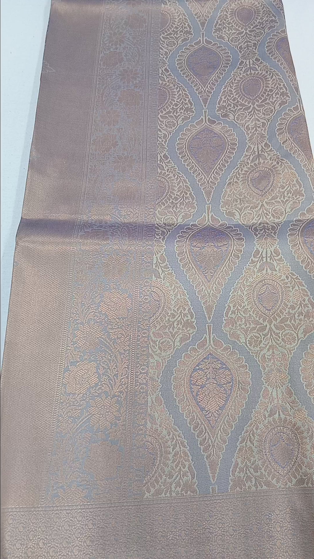 Kanchipuram Pure Silk Saree with detailed Butta motifs and luxurious Pallu in Grey color