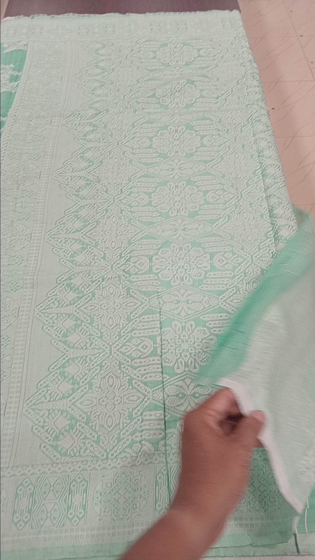 Silk Cotton Saree with floral pattern all over saree and Border in Light Green color