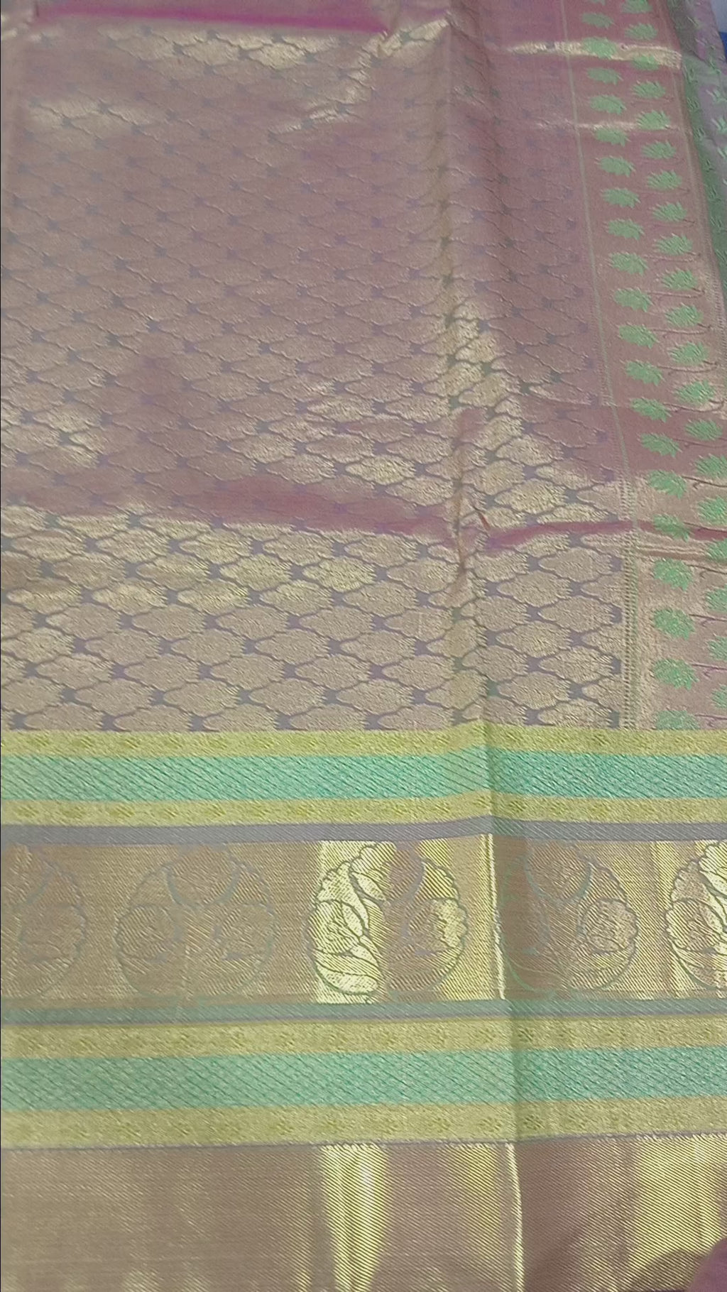 Kanchipuram Pure Silk saree with full mini Butta Motifs in Green Color