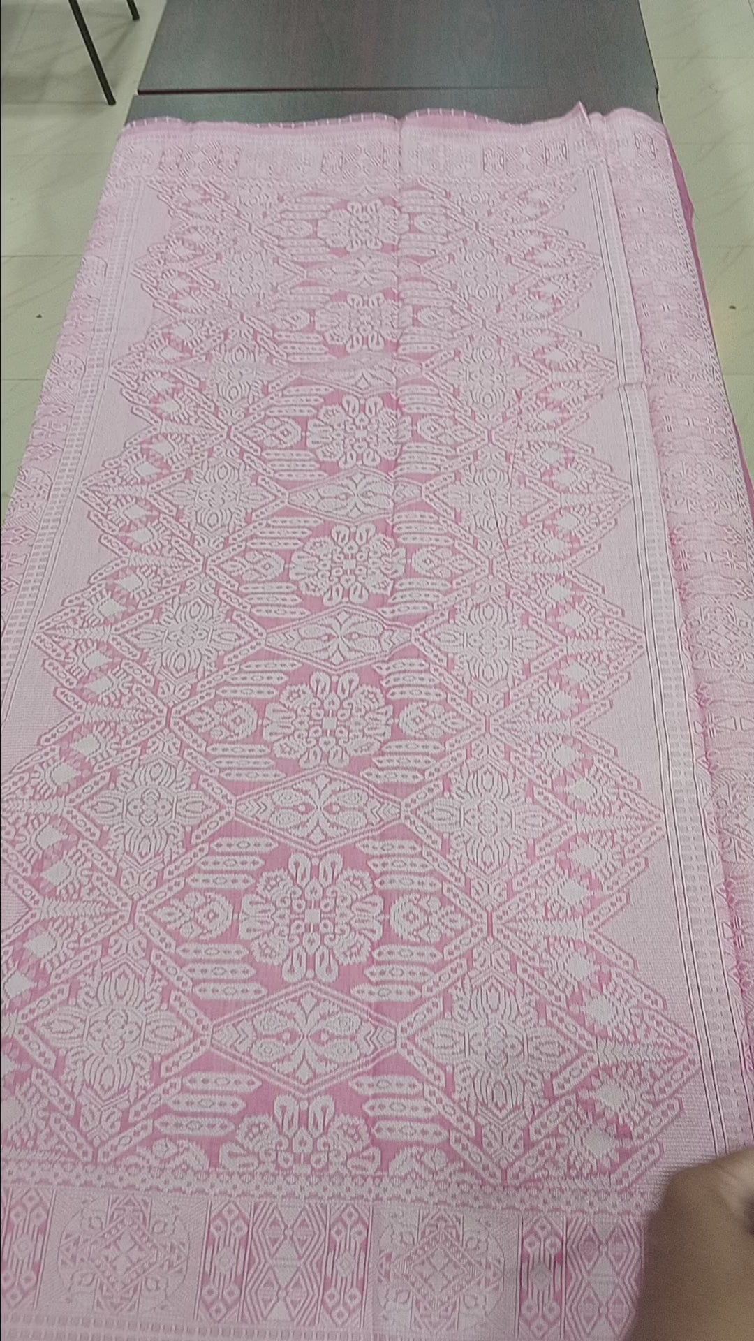 Silk Cotton Saree with floral pattern all over saree and Border in Light Pink color
